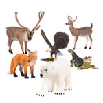 Terra by Battat AN6048BZ - Set de 6 Figurines Animaux du Continent de l'Amérique du Nord Réalistes en Plastique - Ours Polaire - Caribou - Alligator - Gazelle - Renard - Aigle Chauve - Dès 3 ans