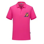 YQCSLS Sports and leisure fashion lapel short-sleeved T-shirt male basketball training suit big yards breathable Polo t-shirt (Color : Pink1, Size : S (male loose))