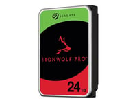 Seagate IronWolf Pro ST24000NT002 - Disque dur - 24 To - interne - 3.5" - SATA 6Gb/s - 7200 tours/min - mémoire tampon : 512 Mo - avec 3 ans de Seagate Rescue Data Recovery