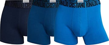 CR7 Men's 3-Pack Cotton Trunk, Dark Blue, Navy, Light Blue, M