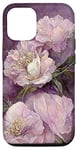 Coque pour iPhone 13 Pro Élégant rose poudré et violet vintage floral rose et pivoine