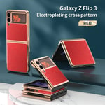 samsung Samsung Galaxy Z Flip3 5G Electroplating Cross (Red) Hard PC Case Red