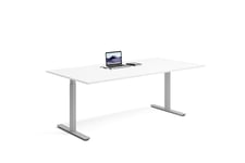 Wulff Höj och sänkbart skrivbord 200x80cm Färg på stativ: Silvergrå - bordsskiva: Vit