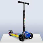 Mzl Scooter For Boys And Girls,Children'S Graffiti Scooter, Folding Four-Wheel Scooter, Suitable For 3-14 Years Old, Height Adjustable, Smart Music-1102_54*25*（58-75） CM