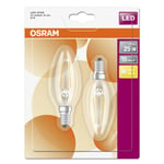 OSRAM Kronlampa E14 LED 2,5W 2700K 250 lumen 2-pack