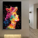 RuYun Modern Graffiti Art Girl with Fox on Head Abstract Canvas Paintings On the Wall Art Posters And Prints Nordic Art Pictures Decor 50x75cm No Frame