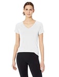 Amazon Essentials Women's Studio Relaxed-Fit Short-Sleeve Lightweight V-Neck T-Shirt, White, M