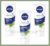 3 x Nivea Hand Cream Soothing Care | Aloe Vera | 24h Moisture - 75ml
