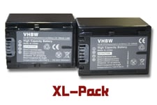 vhbw 2x Li-Ion batterie 1300mAh (7.2V) pour appareil numérique camescope Sony HDR-CX450, HDR-CX625, HDR-PJ620 remplace NP-FV30, NP-FV40, NP-FV50