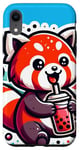 Coque pour iPhone XR Panda Rouge Boisson Boba Bubble Tea Kawaii Anime Doux K Pop
