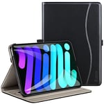 ZtotopCases Case for New iPad Mini 6 2021 8.3 Inch,Premium PU Leather Business Folio Stand Cover for iPad Mini 6th Gen 2021 with Auto Wake/Sleep,Document Card Slot,Multiple Viewing Angles,Black