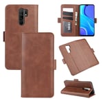 Hülle® Wallet Flip Case Compatible for Xiaomi Redmi 9 (Brown)