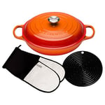 Le Creuset Signature Cast Iron Shallow Casserole with Accessories, 30 cm - Volcanic