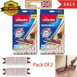 2 x Vileda Ultra Max Flat Mop Refill Replacement Cleaning Pad Microfibre New