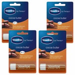 Vaseline Lip Therapy  Balm Sticks, Cocoa Butter, 4 Pack, 4gm
