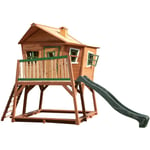 AXI - Max Maison Enfant avec Bac à Sable & Toboggan vert Aire de Jeux pour l'extérieur en marron & vert Maisonnette / Cabane de Jeu en Bois fsc