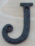 Ironmongery World 3" / 75mm Cast Wrought Iron Black Antique House Door Alphabet Letters - J