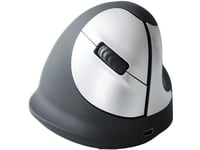 R-Go HE Mouse Ergonomic mouse, Medium (165-195mm), Right Handed, bluetooth - Souris - ergonomique - pour droitiers - 5 boutons - sans fil - Bluetooth - noir / argent