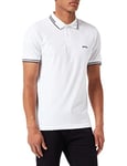 BOSS Mens Paul Curved Stretch-Cotton Slim-fit Polo Shirt with Curved Logo White
