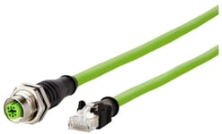 Metz Connect 142M4d25050 M12 Nätverkskabel, Patchkabel Cat 5E S/Utp 5 M Grön Pur-Jacka, Syrabeständig, Ozonbeständig, Uv-Beständig, Lämplig För Dragkedjor,