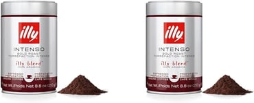 Illy Coffee, Intenso Ground Coffee, Dark Roast, Made from 100% Arabica Coffee Be