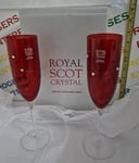 Royal Scot Hand Cut Crystal Ruby Diamante Champagne Glasses w Swarovski Elements