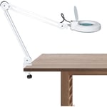 Loupe Lampe grossissante 5X - Lampe de bureau à LED Lunettes grossissantes avec pince réglable - Bras pivotant pliable - Blanc