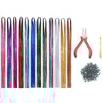 Hårglitter-kit med verktyg, enkla att använda glitter-extensions för kvinnor och flickor, för jul, nyår och halloween