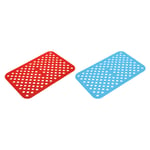 Reusable Silicone Air Fryer Liners Square 8x5.2 Inch Blue/Red, Pack of 2