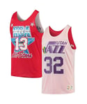 Mitchell & Ness Reversible Utah Jazz Karl Malone Mens Vest - Red Textile - Size X-Large
