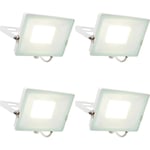 4 PACK Outdoor Waterproof LED Floodlight - 50W Cool White LED - Matt White