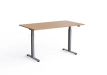 Wulff Höj och sänkbart skrivbord 140x80cm Färg på stativ: Silver - bordsskiva: Ek laminatskiva