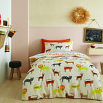 Pineapple Elephant Kids Bedding Khari Animals Cotton Single Duvet Cover Set with Pillowcases Cream