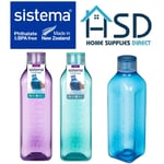 Sistema 890 Square Water Bottle 1 L Hydrate Twist Cap Impact Resistant BPA Free