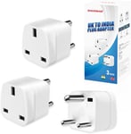 3-Pack UK to India Plug Adapter,Shuomao UK to 3 Pin Indian/Pakistan/Sri Lanka Pl