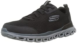 Skechers Men's Glide-Step Sneaker, Black Mesh/Pu/Gray Trim, 7 UK