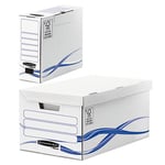 Bankers Box Pack archivage carton : lot de 1 caisse archives maxi + 6 boîtes dos 8 cm - pour format A4 210 x 297 mm H. 23 l. 52 P. 35 blanc / bleu montage automatique paquet 7 unités