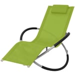 Helloshop26 - Transat chaise longue bain de soleil lit de jardin terrasse meuble d'extérieur géométrique d'extérieur acier vert