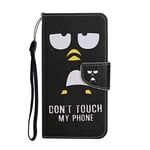 AIFILLE Wallet Phone Case Compatible for Huawei Y6 2019 DON'T TOUCH MY PHONE Boys Pattern PU Leather Silicone Bumper with Card Slots Pouch 360 Full Body Shockproof Protective Cover Holster