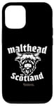 Coque pour iPhone 15 Pro Whisky Highland Cow Lettrage Malthead Scotch Whisky