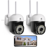 CCTV 2 PCS Security Camera Outdoor - 2.4G/5G WiFi 360° PTZ - Home Security, Nigh