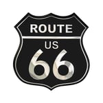 Aluminiums emblemlogotyp ROUTE 66 Svart 8x8cm