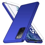 YIIWAY Samsung Galaxy S20 FE 4G / 5G Case + Tempered Glass Screen Protector, Blue Ultra Slim Protective Case Hard Cover Shell for Samsung Galaxy S20 FE 4G / 5G YW41783