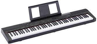 Amazon Basics - Piano numérique 88 touches avec clavier semi-lesté et pédale de sustain, alimentation, 2 haut-parleurs, et un mode apprentissage, Noir