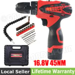 Cordless Drill Electric Screwdriver Rechargeable Small Hand Drill 2-Speed 16.8V