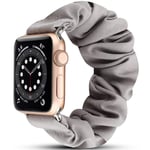 Miimall Compatible with Apple Watch 44mm/42mm Scrunchie Strap, iWatch Elastic Wristband Printed Pattern Comfortable Fabric Bracelet for Apple Watch 5/4/3/2/1 - Grey