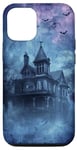 Coque pour iPhone 15 Foreboding Haunted House Sky Tourbillons Gothiques Chauves-souris