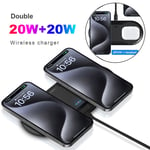 2in1 Dual 20W Wireless Charger Mat Pad For iPhone 15 14 Pro Samsung S23 Z Flip5