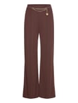 Lauren Ralph Lauren Chain-Trim Pleated Jersey Wide-Leg Pant Brun