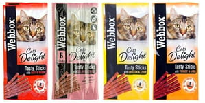 Webbox Delight Cat Treat 4 X 6 (24 Sticks) Salmon Chicken Beef Turkey Variety Pk